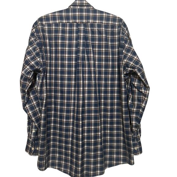 Kirkland Signature Men's Traditional Fit Blue Brown Plaid Long Sleeve Size L - Picture 2 of 6